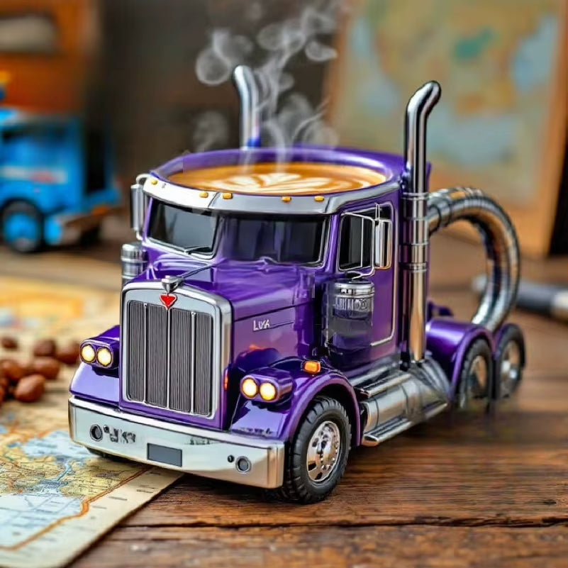 11 Ounces Semi-Trailer Truck Shaped Mug Creative Desktop Home Kitchen Handcrafted Water Cups 1Pcs Durable Coffee Cup Ornament