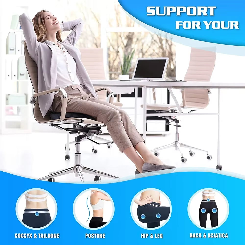 1Pcs Gel Enhanced Seat Cushion Non-Slip Orthopedic Gel & Memory Foam Coccyx Protect Cushion for Office Chair Car Seat Cushion