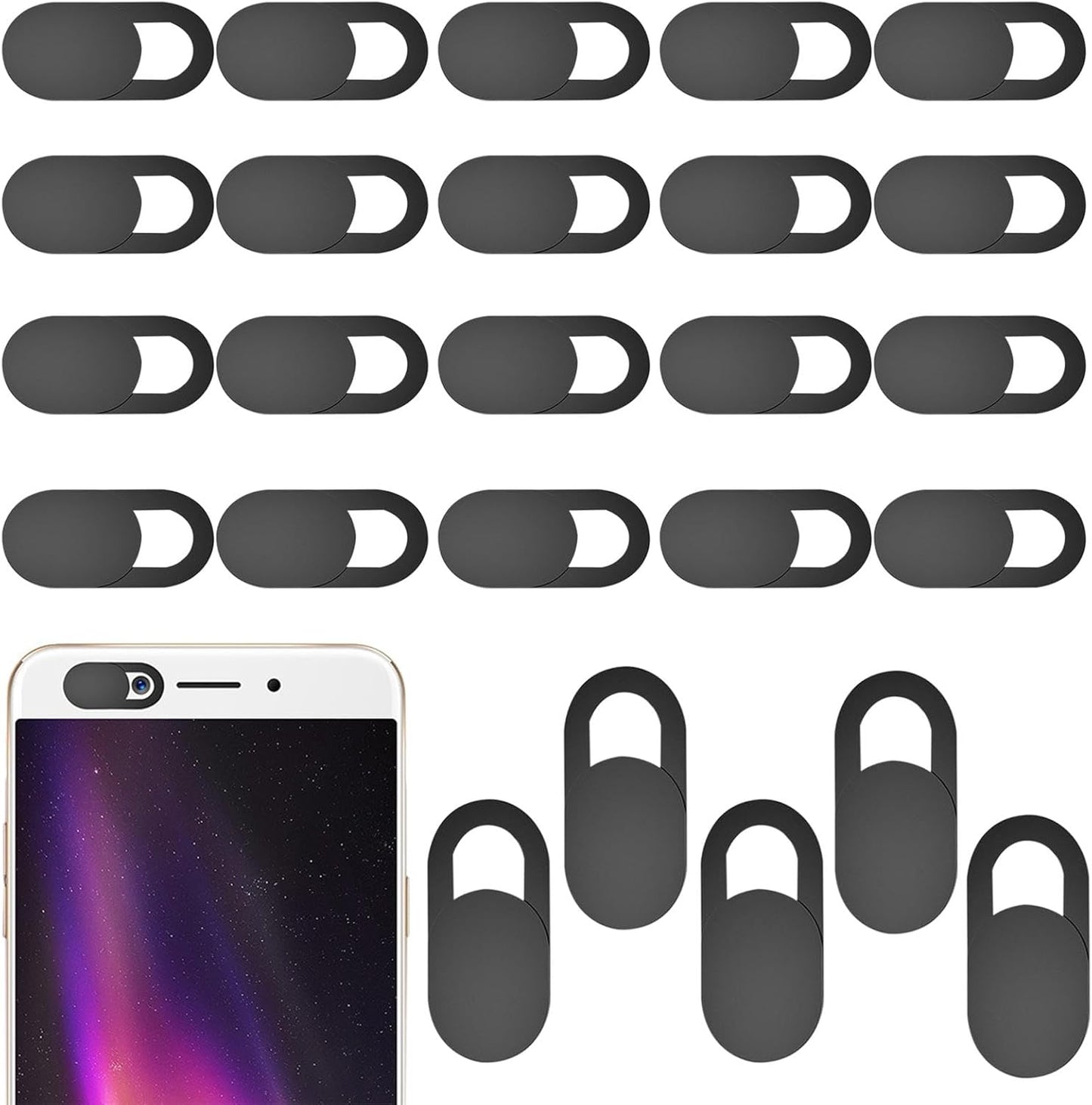 25Pcs Laptop Camera Cover Slider,Webcam Cover,Phone Camera Cover,Camera Cover Slider,Privacy Cover for Camera Phone for Laptops,Smart Phones,Tablets(Black)