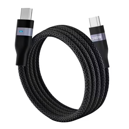 OEM Fast Charging PD 240W 65W Type C to Type C LED Fast Nylon Braided Data Cable 5A USB-C Charger Cable for Samsung