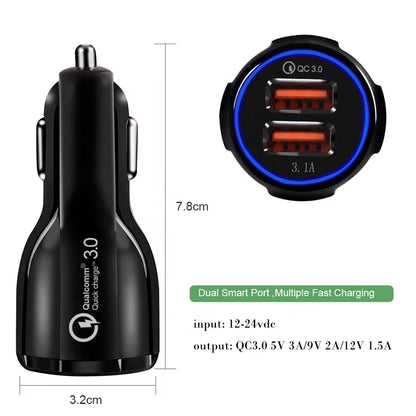 High Quality Quick Charge QC3.0 Dual Two USB a Ports Car Charger with Large Stocks