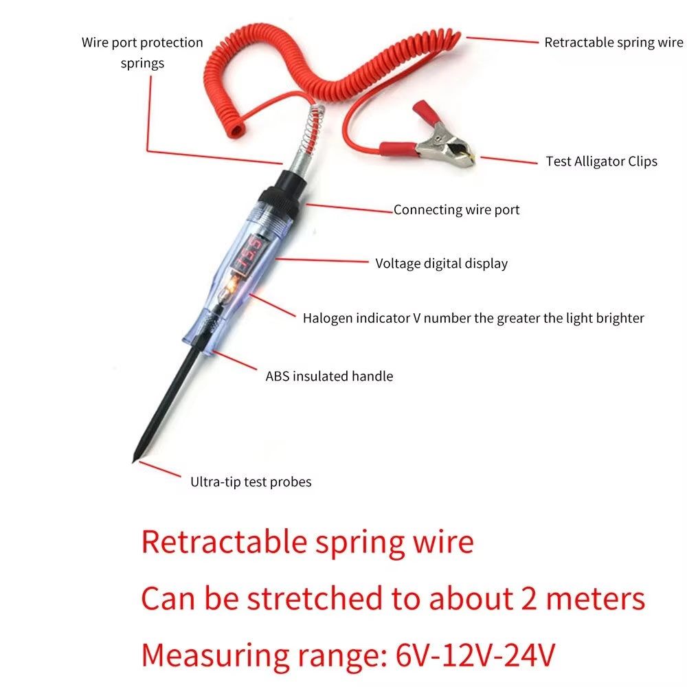  Circuit Tester Auto 6V 24V Tools Car Diagnostic Probe Test Pen Light Bulb Electric Measuring Pen Tools