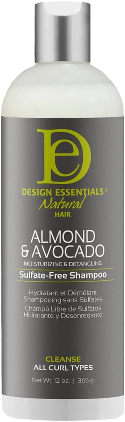 Natural Almond & Avocado Moisturizing & Detangling Sulfate-Free Shampoo, 12 Ounce