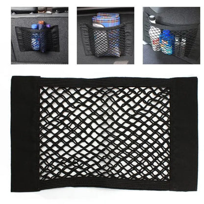 Car Back Rear Mesh Trunk Seat Elastic String Net Magic Sticker Universal Storage Bag Pocket Cage Auto Organizer Seat Back Bag