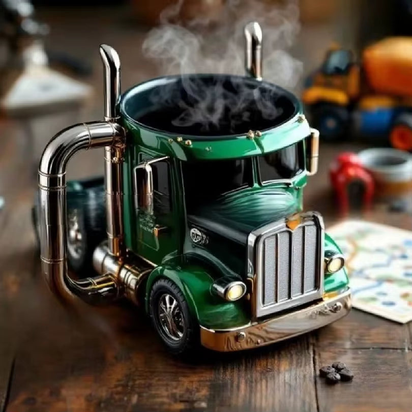 11 Ounces Semi-Trailer Truck Shaped Mug Creative Desktop Home Kitchen Handcrafted Water Cups 1Pcs Durable Coffee Cup Ornament