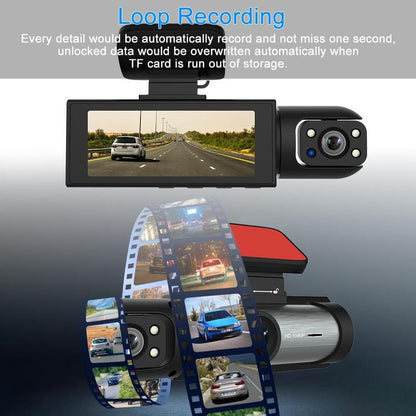 Car Dash Cam with Front and Rear Camera, 1 Count Car Dashboard Wide Angle Dash Cam with IR Night Vision, Loop Recording Car Camera with 32GB TF Card