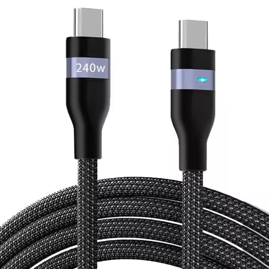 OEM Fast Charging PD 240W 65W Type C to Type C LED Fast Nylon Braided Data Cable 5A USB-C Charger Cable for Samsung