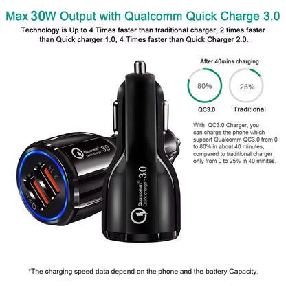 High Quality Quick Charge QC3.0 Dual Two USB a Ports Car Charger with Large Stocks