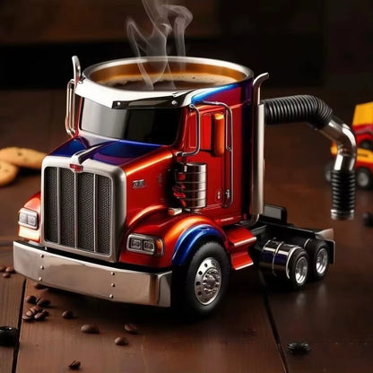 11 Ounces Semi-Trailer Truck Shaped Mug Creative Desktop Home Kitchen Handcrafted Water Cups 1Pcs Durable Coffee Cup Ornament